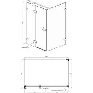 Душевой уголок Ambassador Abner 120x80 с душевой системой Lemark, прозрачный, хром (10011103L, LM7010C)