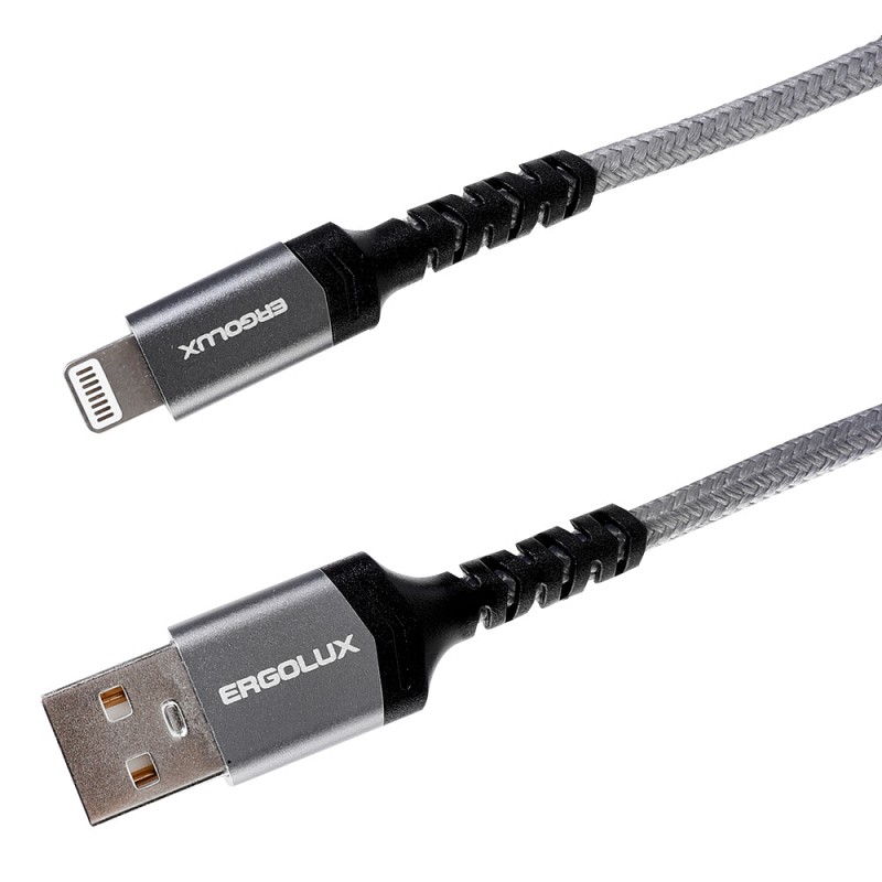 Аксессуар Ergolux USB - Lightning 3А 1.2m Grey ELX-CDC10-C09