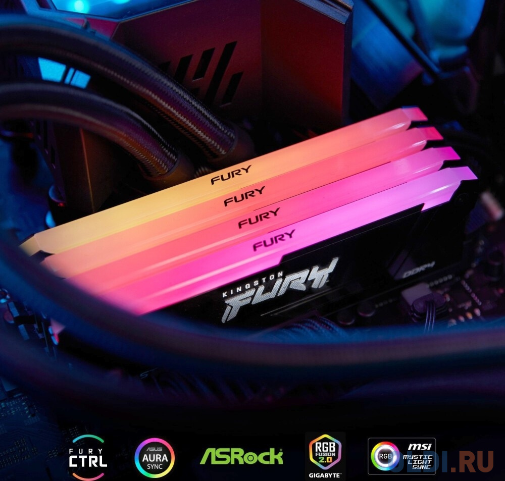 Память DDR4 4x8GB 3200MHz Kingston KF432C16BB2AK4/32 Fury Beast RGB RTL Gaming PC4-25600 CL16 DIMM 288-pin 1.35В dual rank с радиатором Ret в Москвe