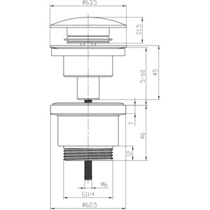 Донный клапан Lemark Click-clack 5/4'' универсальный черный (LM8500BL)