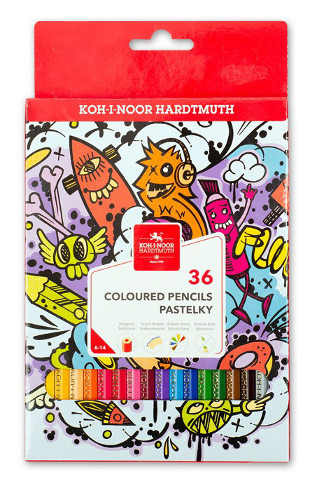Набор цветных карандашей KOH-I-NOOR Teenage 3552, шестигранные, 36 шт., заточенные (3555036042KSRU)