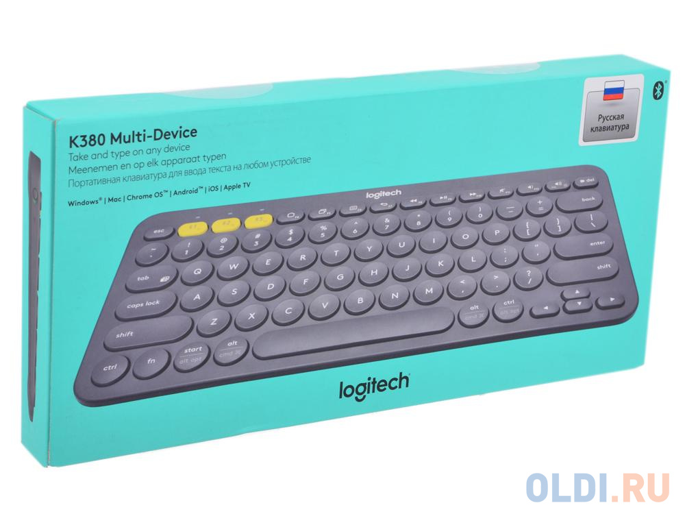 (920-007584) Клавиатура Беспроводная Logitech Wireless Bluetooth Multi-Device Keyboard K380 Dark Grey в Москвe