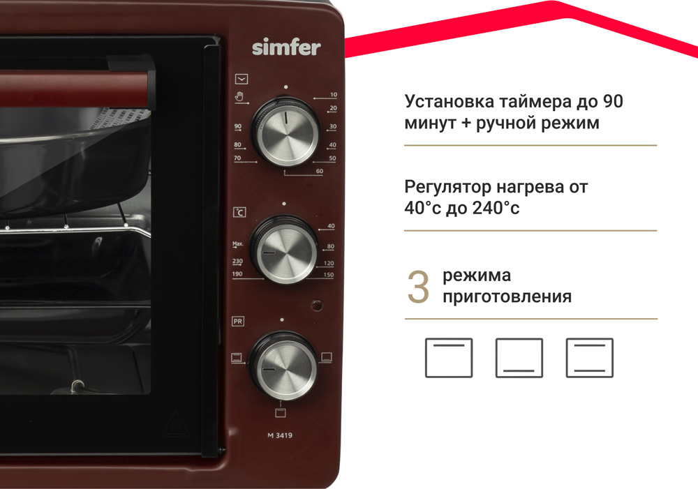 Мини-печь Simfer M3419 ALBENI Comfort, 3 режима работы