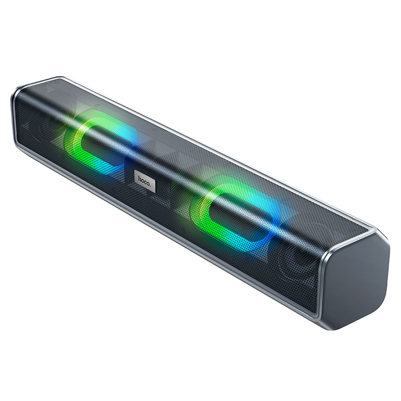 Портативная акустика Hoco BS49 Dazzling sound, 10 Вт, FM, AUX, USB, microSD, Bluetooth, подсветка, серый (766274)