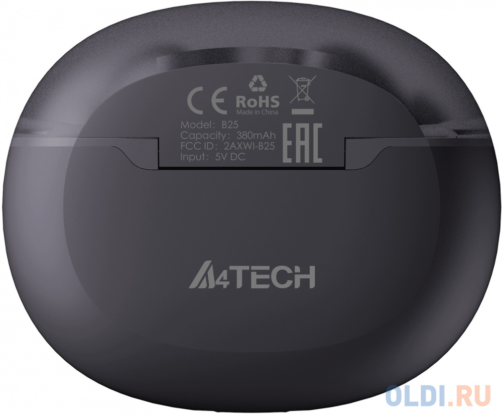 Гарнитура вкладыши A4Tech 2Drumtek B25 TWS пеп.серый беспроводные bluetooth в ушной раковине (B25 ASH GREY)