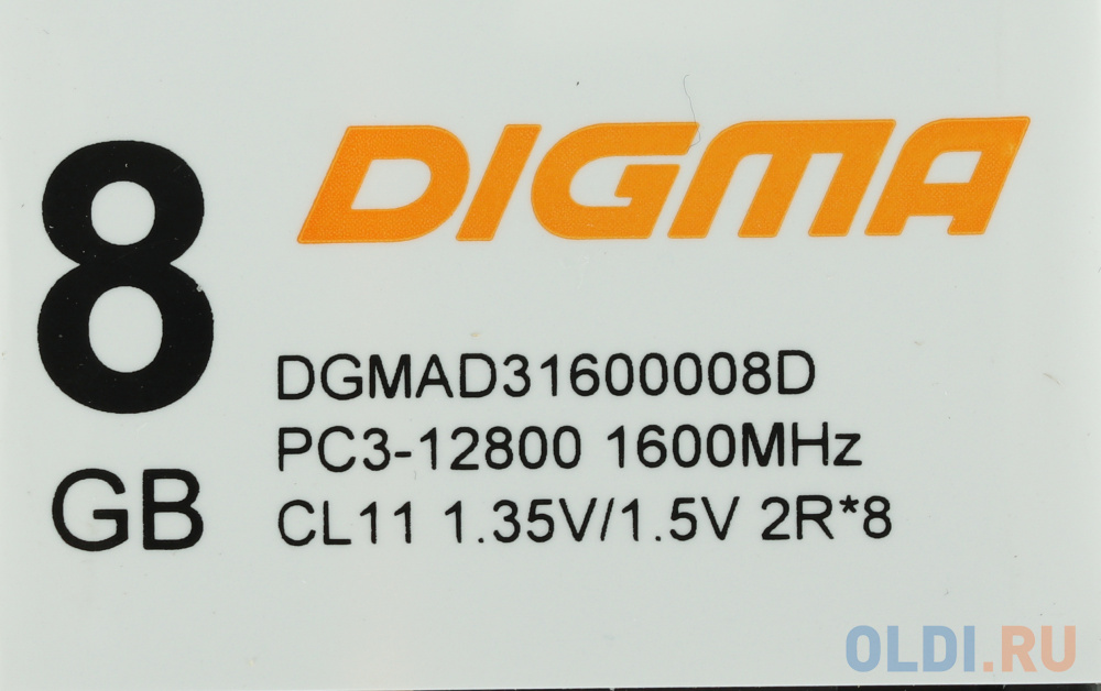 Память DDR3L 8Gb 1600MHz Digma DGMAD31600008D RTL PC3-12800 CL11 DIMM 240-pin 1.35В dual rank Ret в Москвe