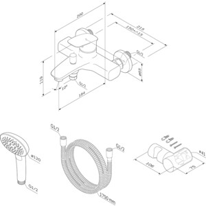 Смеситель для ванны Am.Pm Spirit 2.1 с душем, хром (F71A15000, F0390000)