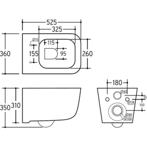 Унитаз подвесной безободковый Charus Pinto Rimless с сиденьем микролифт (EWC700-126W)