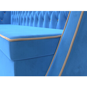 Кухонный угловой диван АртМебель Лофт велюр голубой левый угол