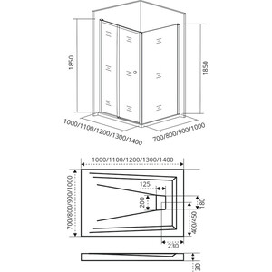 Душевой уголок Good Door Lira WTW+SP 110х70 с поддоном, прозрачный, хром