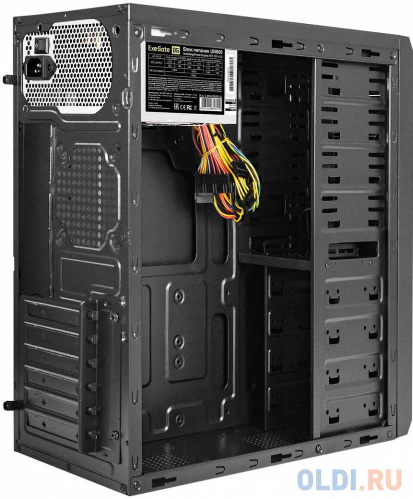 Корпус Miditower ExeGate UN-605B-UN600 (ATX, БП UN600 с вент. 12см, 2*USB, аудио, блокировка, черный) в Москвe