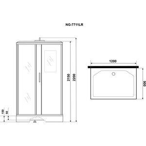 Душевая кабина Niagara NG-7711GL 120х90х220 левая