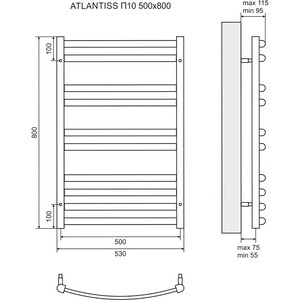 Полотенцесушитель электрический Lemark Atlantiss П10 500x800 черный (LM32810REBL) в Москвe