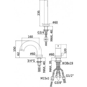 Смеситель на борт ванны Paffoni Light с душем, хром (LIG040LCR)