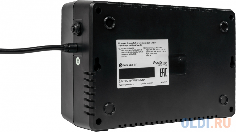 ИБП Systeme Electric Back-Save BV 400 ВА, автоматическая регулировка напряжения, 3 розетки Schuko, 230 В, 1 USB Type-A