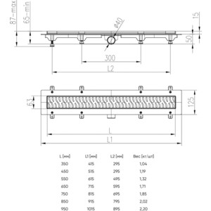 Душевой лоток Veconi VCN Klasik-Floor 35 нержавеющая сталь (V350KN)