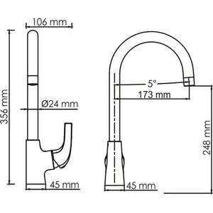 Смеситель для кухни Wasserkraft Sauer глянцевое золото (7107)