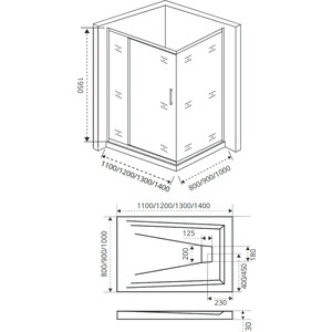 Душевой уголок Good Door Antares WTW+SP+SP 100x80 прозрачный, хром