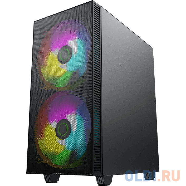 Компьютерный корпус, без блока питания ATX/ Gamemax Aero ATX case, black, w/o PSU, w/1xUSB3.0+1xUSB2.0, w/2x20cm ARGB GMX-20-ARGB front fans, w/1x12cm