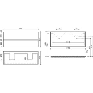 Тумба под раковину Sancos Cento 120 два ящика, карпатская ель (CN120-2KE)