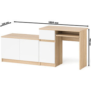 Стол компьютерный СВК Мори МС-1 левый + Тумба МА900.1, цвет дуб сонома/белый (1026839)