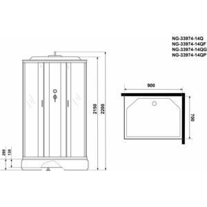 Душевая кабина Niagara NG-33974-14QG 90х70х215