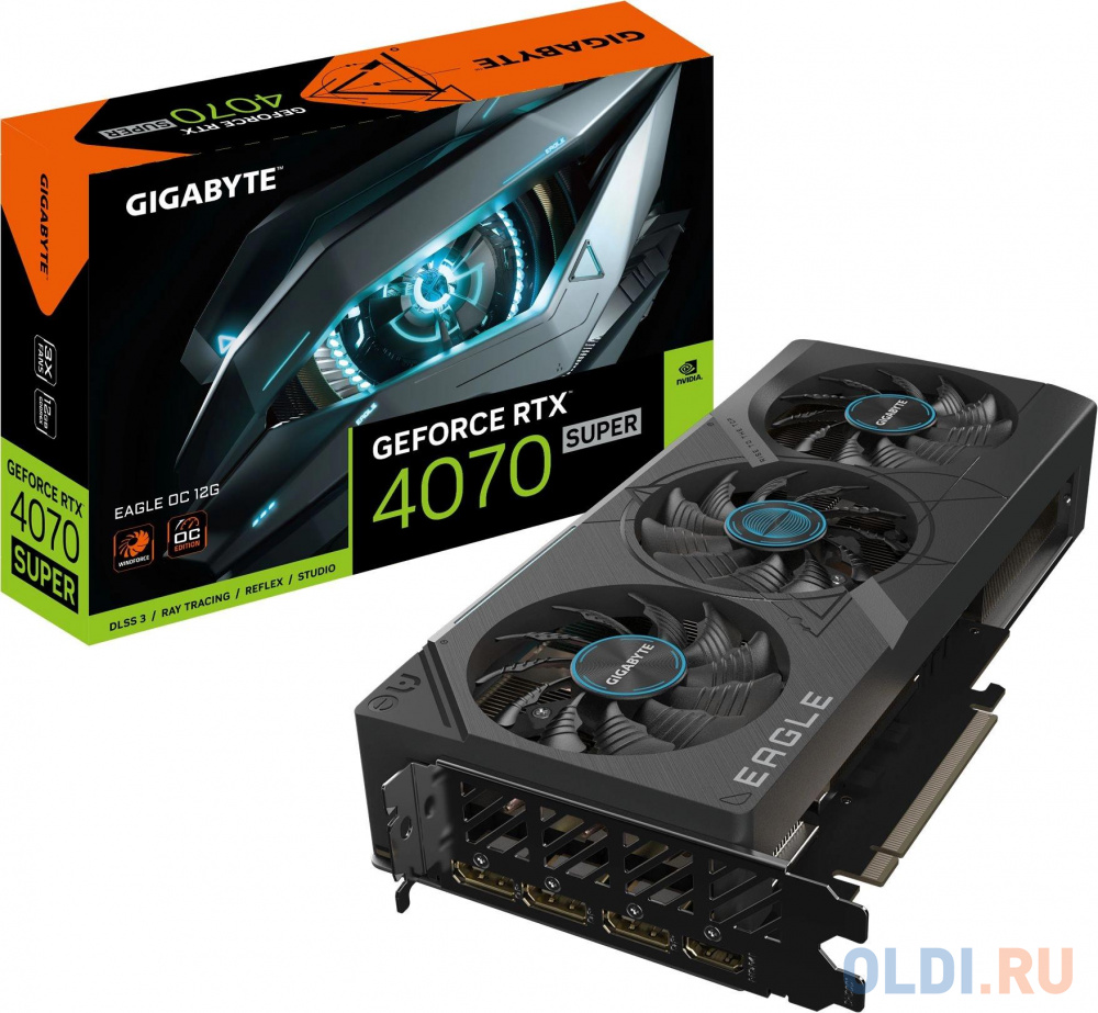 Видеокарта Gigabyte RTX4070SUPER EAGLE OC 12GB GDDR6X 192-bit DPx3 HDMI 3FAN RTL