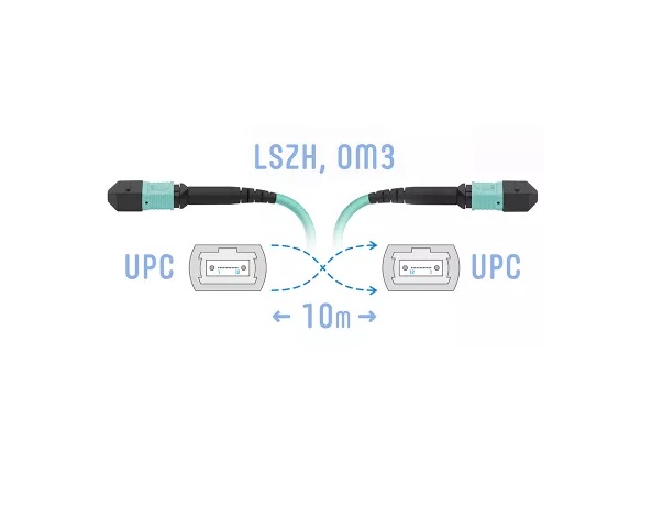 Патч-корд оптический SNR SNR-PC-MPO/UPC-MPO/UPC-FF-MM-8F-10m, MPO/UPC-MPO/UPC, 50/125, OM3, 8 волокон, 10м, бирюзовый (SNR-PC-MPO/UPC-MPO/UPC-FF-MM-8F-10m)