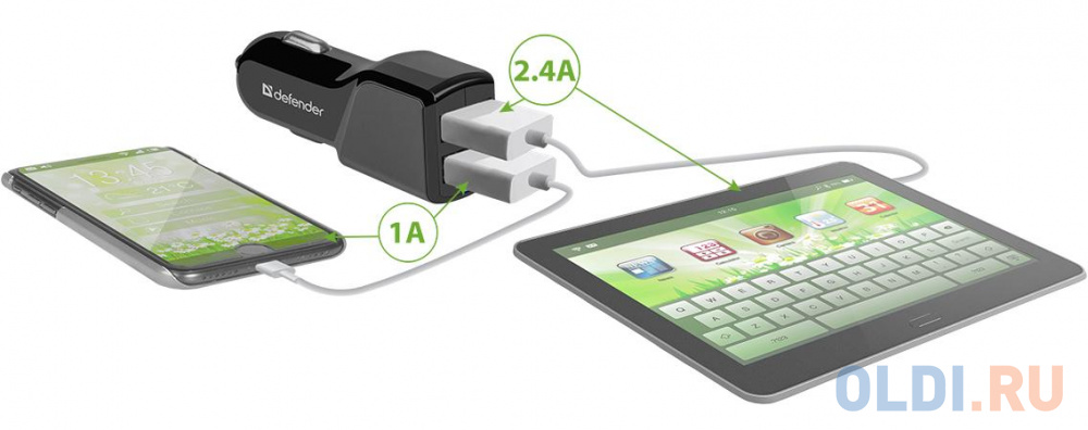 Автомобильный адаптер Defender UCA-34 2xUSB, 5V/3.4А в Москвe