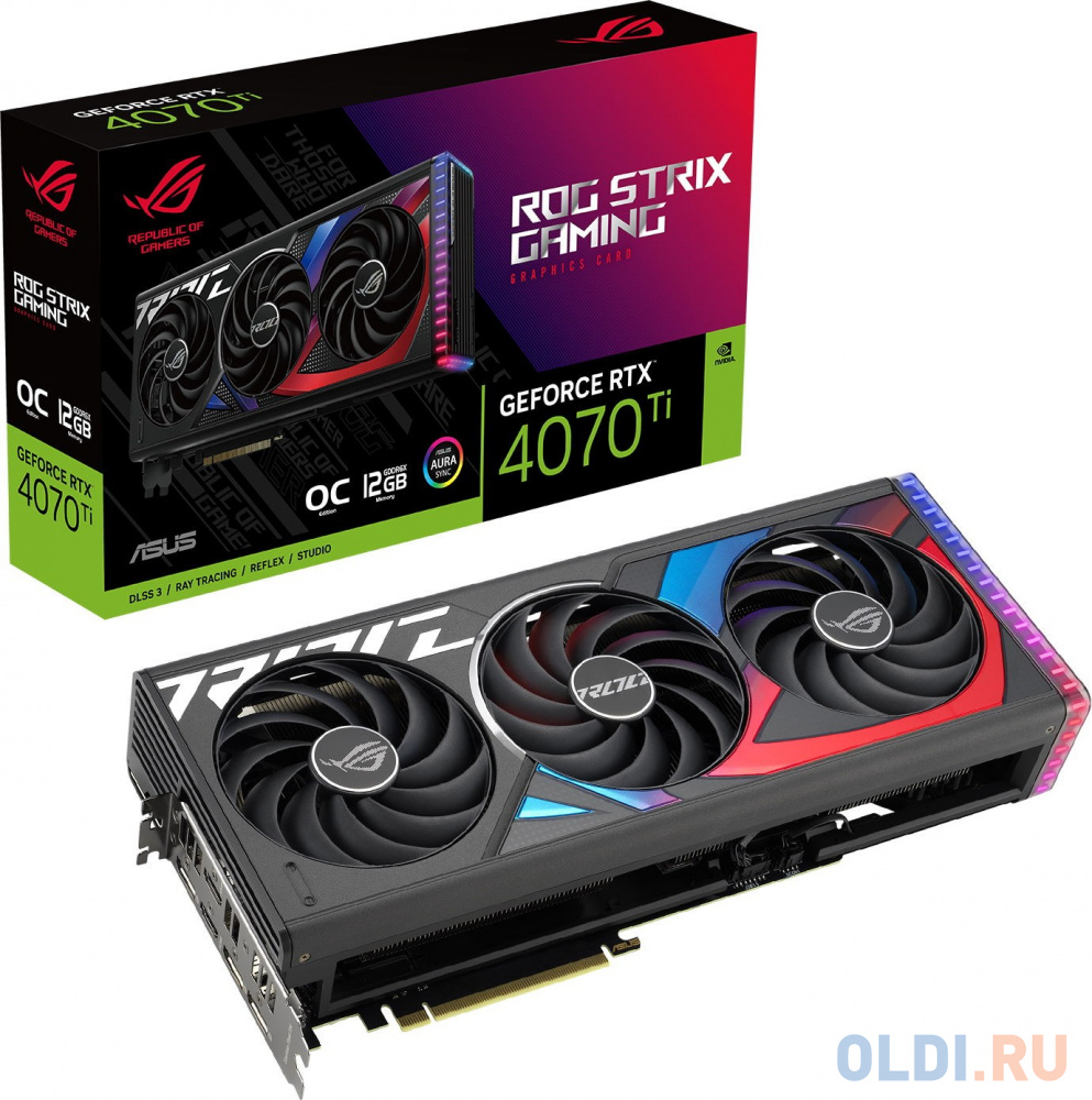 Видеокарта ASUS nVidia GeForce RTX 4070 Ti ROG Strix 12GB GDDR6X OC 12288Mb 90YV0II0-M0NA00