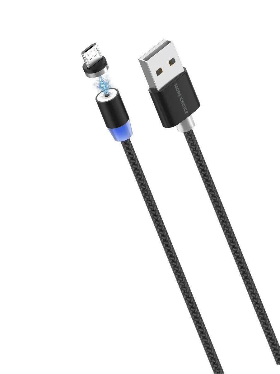Кабель More choice K61Sm 1м Black Smart USB 3.0A для micro USB Magnetic ченый
