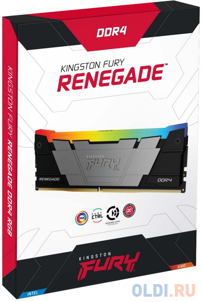 Память оперативная/ Kingston 16GB3600MT/s DDR4 CL16DIMM1Gx8 FURYRenegadeRGB