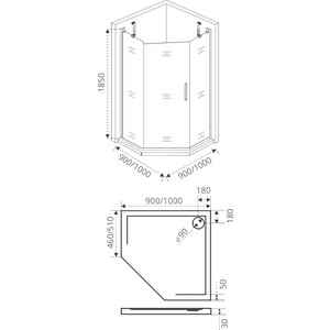 Душевой уголок Good Door Fantasy PNT 90x90 прозрачный с рисуком Фантази, хром (PNT-90-F-CH)