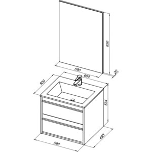 Тумба с раковиной Aquanet Lino 60 белая матовая (253901, 270160)