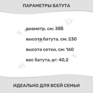 Батут Капризун с лестницей и внутренней сеткой 305 см черный (AL-in305-black)