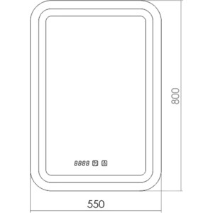 Зеркало Mixline Мальта-3 55х80 подсветка, сенсор, часы, с подогревом (LED-00002380)