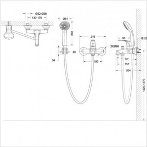 Смеситель для ванны Bravat Fit с лейкой (F6135188CP-B-RUS/F6135188CP RUS)