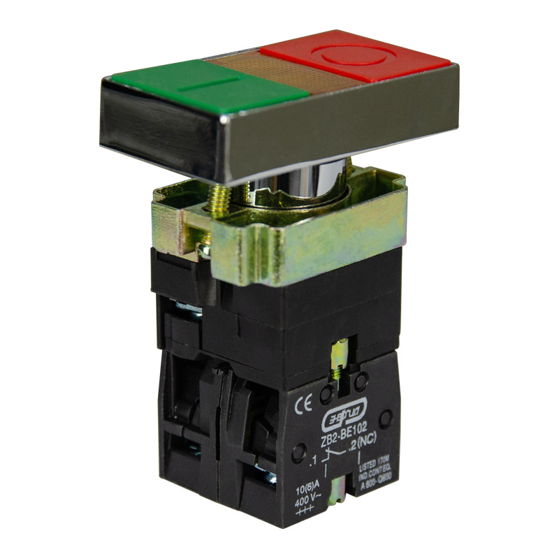 Кнопка комбинированная "I-O" 22 мм, 1NO 1NC, красный/зеленый, ЭНЕРГИЯ XB2-BW8365 (Е0901-0049)