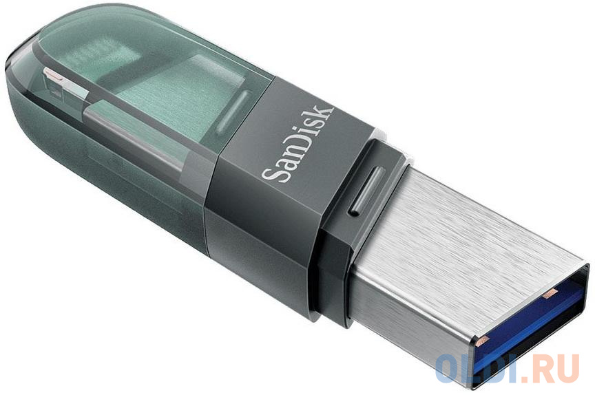 Флеш Диск Sandisk 64Gb iXpand Flip SDIX90N-064G-GN6NN USB3.1 зеленый/серебристый