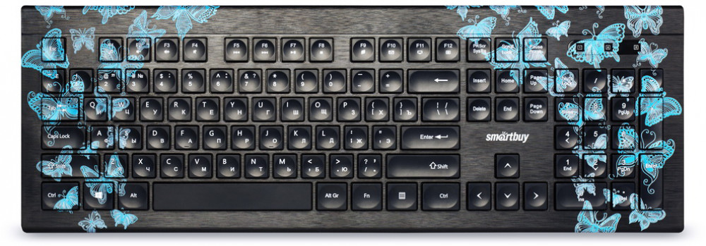 Клавиатура проводная SmartBuy 223 Butterflies, мембранная, USB, черный (SBK-223U-B-FC)
