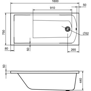 Акриловая ванна Santek Фиджи 160х75 каркас, слив-перелив (1WH501597, 1WH501602)