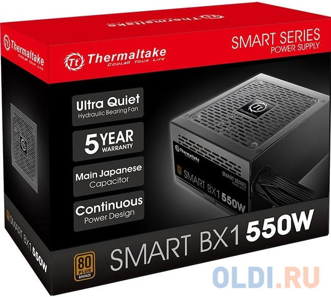 Блок питания 550W Thermaltake Smart BX1 (ATX 12V v2.3 and EPS v2.92, APFC, 80+ Bronze, fan 12cm)  (PS-SPD-0550NNSABE-1) в Москвe