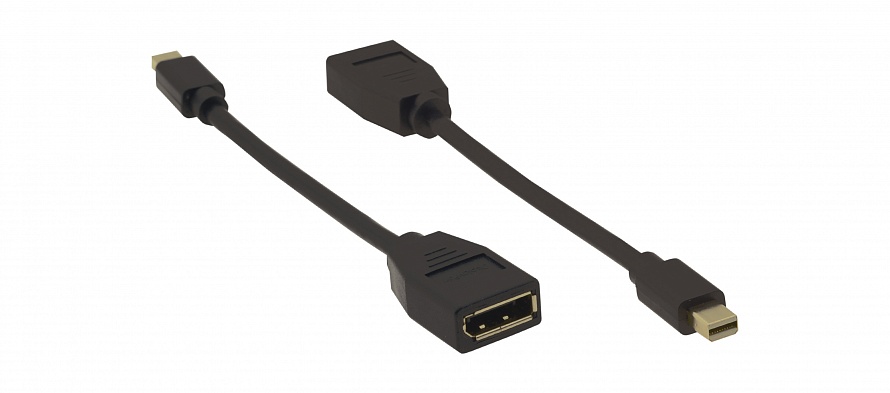 Кабель-переходник (адаптер) DisplayPort(20F)-Mini DisplayPort(M) 4K, экранированный, 15 см, черный Kramer (ADC-MDP/DPF)