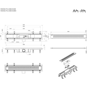 Душевой лоток Am.Pm PrimeFlow затвор Cut Gradient 60 см, черный (W02SC-P11-060-01BM)