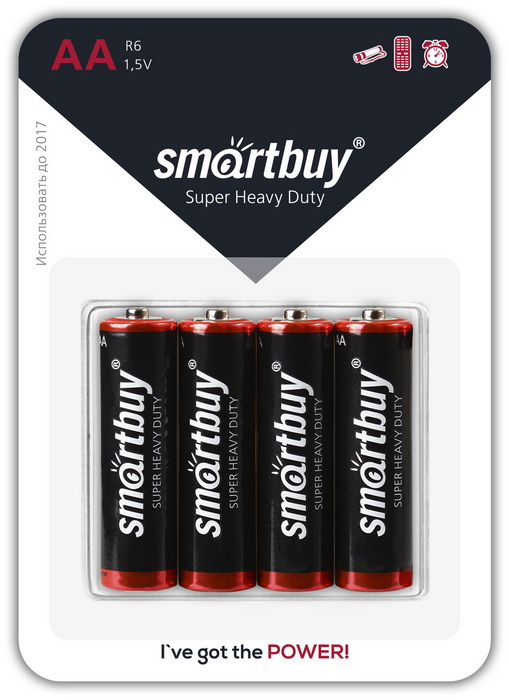 Батарея Smartbuy Super Heavy Duty, AA, 1.5V, 4шт. (SBBZ-2A04B) в Москвe