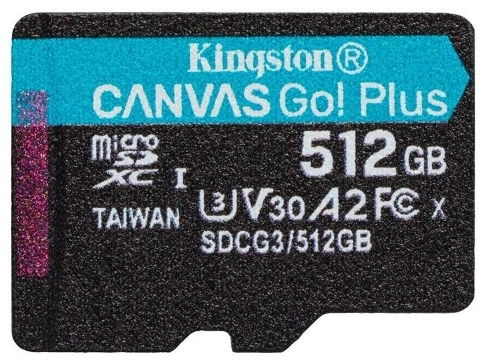 Карта памяти Kingston micro SDXC 512Gb Canvas Go Plus UHS-I U3 A2 (170/90 MB/s)