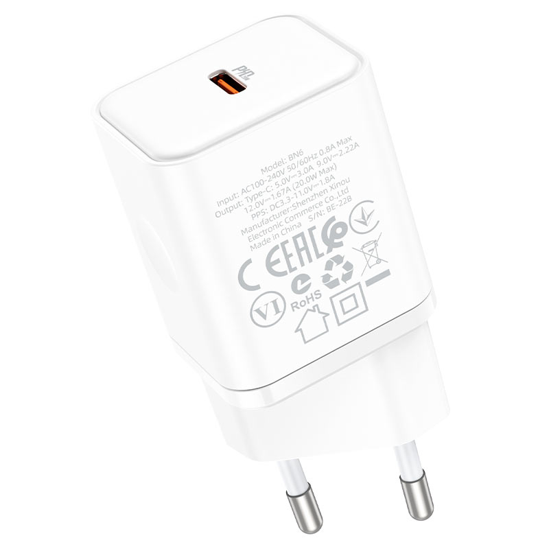 Зарядное устройство Borofone BN6 Field 1xUSB-C PD20W 3A White 6974443384291 в Москвe