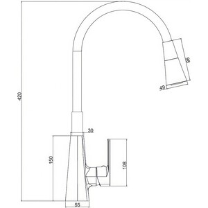 Смеситель для кухни Haiba HB823-7 с гибким изливом, черный (HB73823-7)