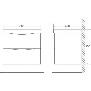 Тумба с раковиной BelBagno Marino 60 nero lucido (MARINO-600-2C-SO-NL-P, BB600/450-LV-MR-AST)