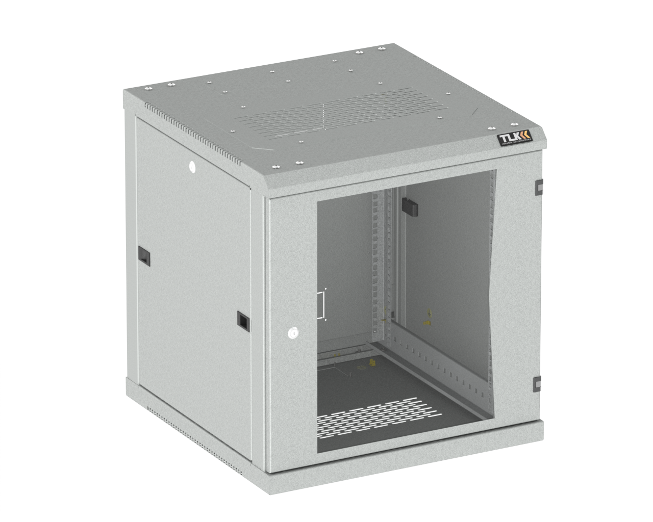Шкаф телекоммуникационный настенный 9U 600x450 мм, стекло/металл, серый, разборный, TLK TWC (TWC-096045-R-G-GY)